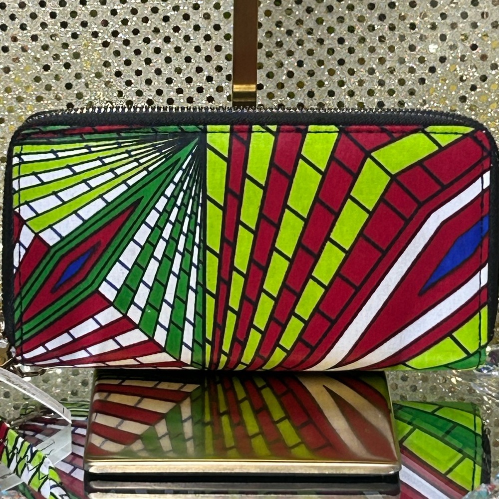 Jennufer & Co. Geometric Double Zip-Around Wallet Approx. 8 x 4